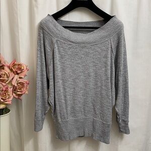 We The Free Light Gray Off-the-Shoulder Sweater